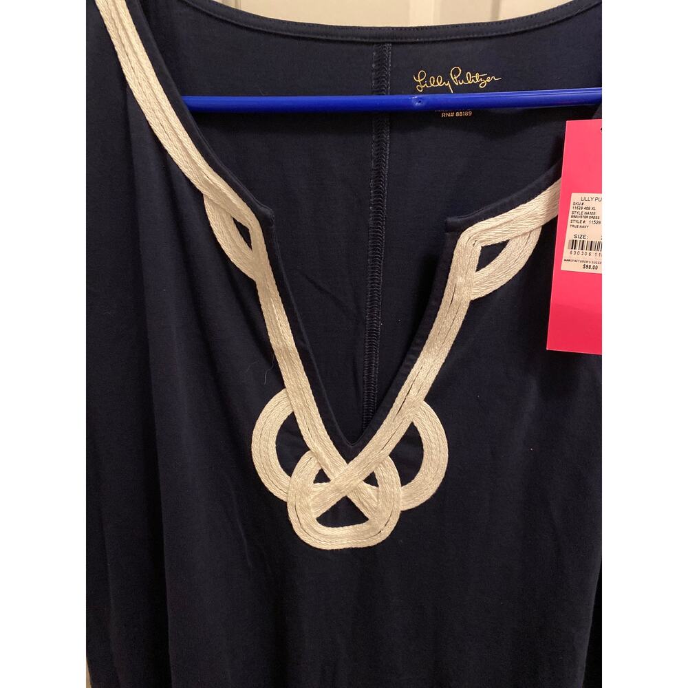 Lilly Pulitzer Brewster T-Shirt Dress True Navy Blue Size XL NWT - Picture 2 of 5